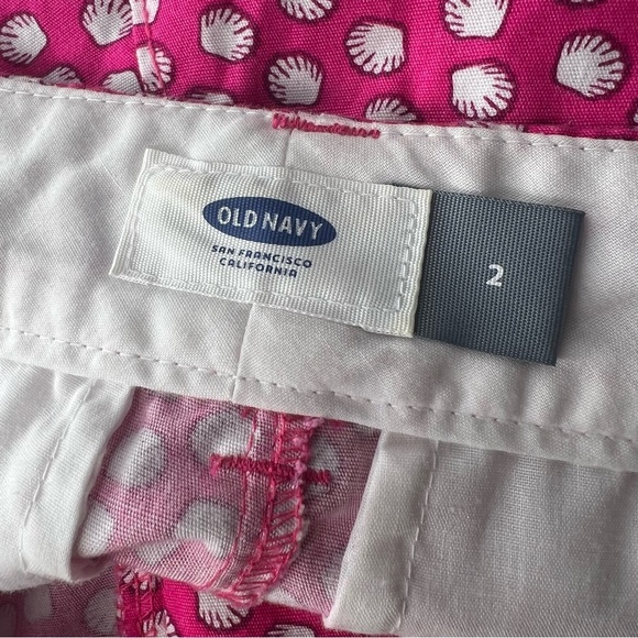 Old Navy Pink & White Seashell Print 100% Cotton Shorts Sz 2 - Picture 6 of 11